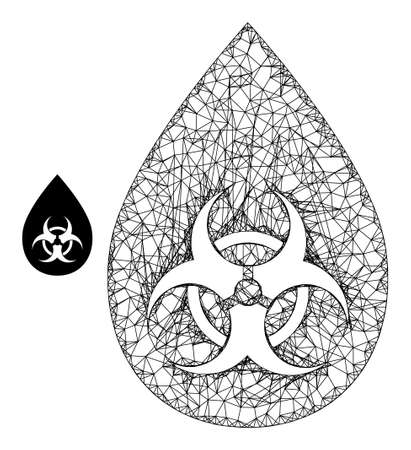 Vector crossing mesh toxic liquid drop icon. Hatched carcass 2d net abstract image based on toxic liquid drop icon, is made with crossing lines.のイラスト素材