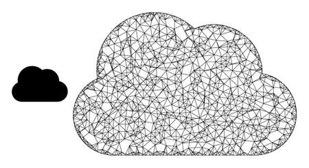 Vector net cloud icon. Crossed frame flat net abstract symbol based on cloud icon, created from crossed lines.のイラスト素材