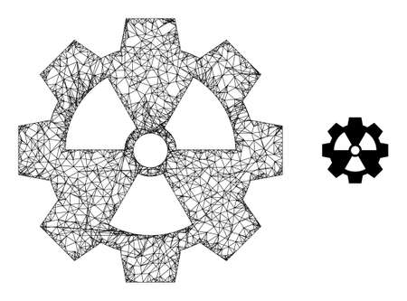 Vector network atomic industry icon. Crossed carcass 2d network abstract symbol based on atomic industry icon, is made from intersected lines.のイラスト素材