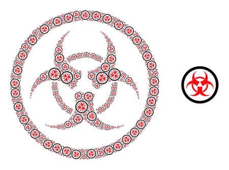 Recursive combination biohazard icon. Vector mosaic is organized of repeating rotated biohazard icons. Recursive mosaic from biohazard icons.のイラスト素材