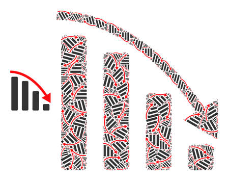 Recursion mosaic negative trend icon. Vector collage is formed from repeating rotated negative trend icons. Recursion composition from negative trend icons.のイラスト素材