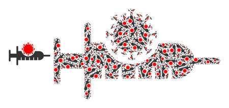 Recursion mosaic virus vaccine icon. Vector mosaic is composed of random rotated virus vaccine elements. Recursion mosaic for virus vaccine icons.のイラスト素材