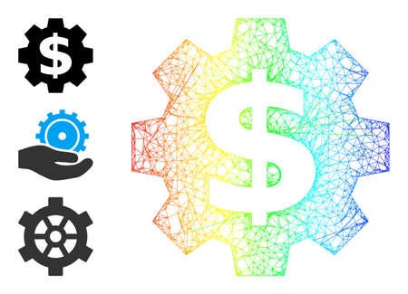 Spectrum colored net mesh financial industry. Wire frame flat net geometric symbol based on financial industry icon, created with crossed lines. Colored wire frame icon.のイラスト素材
