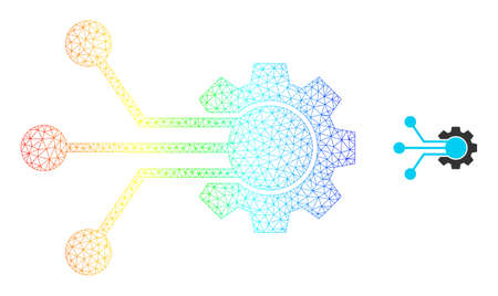 Spectral gradient mesh smart cog. Vector model is based on smart cog icon. Vibrant frame mesh icon.のイラスト素材