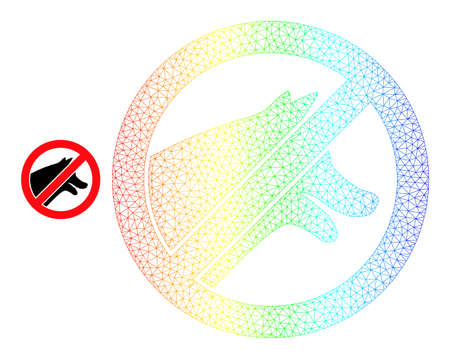 Rainbow vibrant network stop dogs. Vector model is based on stop dogs icon. Vibrant carcass mesh icon.のイラスト素材