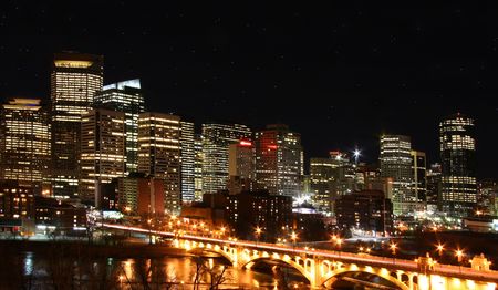 Nightscape of Calgary  canadaの写真素材