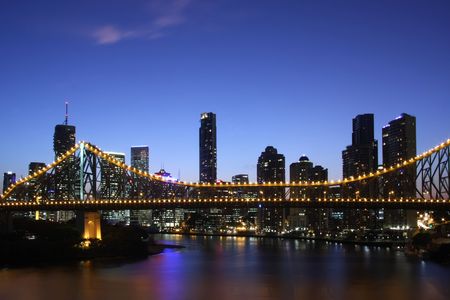 City of Brisbane by night  Australaiの写真素材