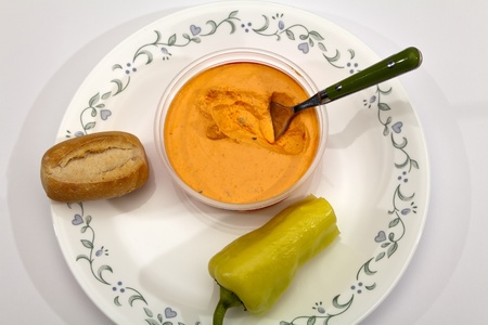 Humos, Bread roll,  Green Pepperの写真素材