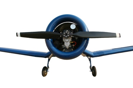 Propeller and engine of a vintage military airplane 