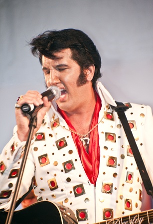 Mr. Mark Anthony  performing on the stage  during the  concert  "Surfers Paradise Elvis Birthday Bash"  Saturday 7  2011 Surfers Paradise のeditorial素材