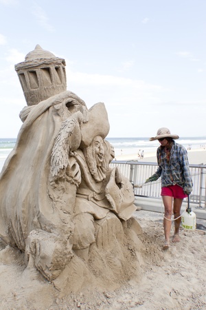 SURFERS PARADISE QLD - FEBRUARY, 11: Ms. Mag Murray participates in Pirates in Paradise Aust Sculptor Championship on February 11, 2012 in Surfers Paradise QLD のeditorial素材