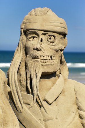 SURFERS PARADISE QLD - FEBRUARY, 11: Mr Peter Redmond participates in "Pirates in Paradise" Sand Sculptor Championship on February 11, 2012 in Surfers Paradise QLD のeditorial素材