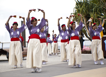 Group of dancers dancing during  Japan and Friends in Surfer Paradise Australia  Street festival