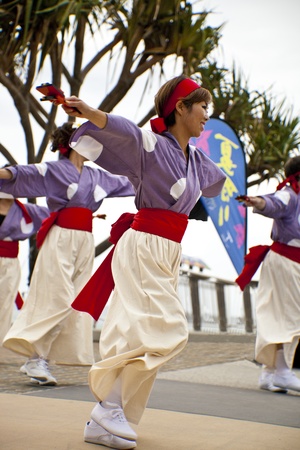 Group of dancers dancing during  Japan and Friends in Surfer Paradise Australia  Street festivalのeditorial素材