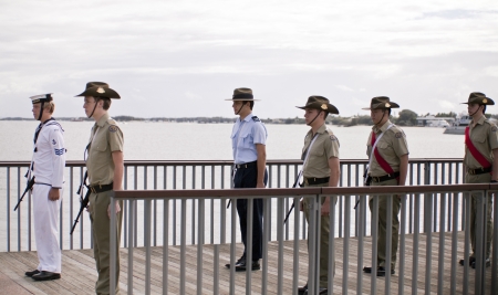 GOLD COAST, AUSTRALIA - APRIL 25 :Memorial service with War Veterans Remembers Anzac Day on March April 25, 2011 in Gold Cost , Australia. のeditorial素材