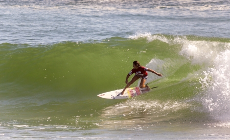 BREAKA BURLEIGH PRO 2013 , GOLD COAST, AUSTRALIA - FEB 3: Unidentified professional female surfer...