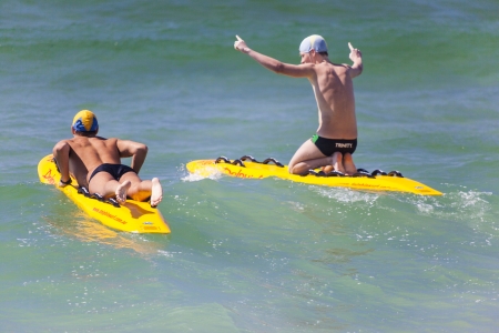 GOLD COAST, AUSTRALIA - SEPT 14 2012 : Unidentified participants in the Colangatta Gold life saver compotation on Sept, 14, 2012 in Gold Coast Australia, . のeditorial素材