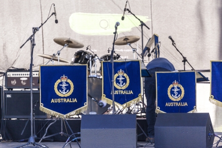 Surfers Paradise Festival 2013  Australian Royal Navy s  Big Band on stage のeditorial素材