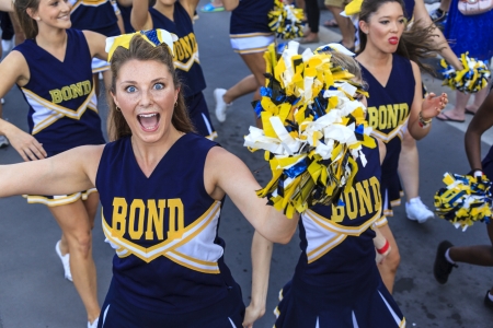 SURFERS PARADISE  OCTOBER - 25 Police patrol takes 600 sign for ride during the Gold Coast 600 V-8 Supercar race over the race course  October- 25- 2013 Gold Coast Australia  のeditorial素材