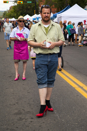CALGARY, CANADA JULY 20 2014  An unidentified  performer participates at the annual Sun and Salsa at Kensington  festival in Calgary のeditorial素材
