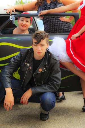  THORNCLIFF CALGARY CANADA, SEPT 13 2014: The annual Show and Shine with Pin Up Girls  \"Cars before 1964\"  was a great success. Not just great vehicles, models but also  live music brig the 60\' back..のeditorial素材