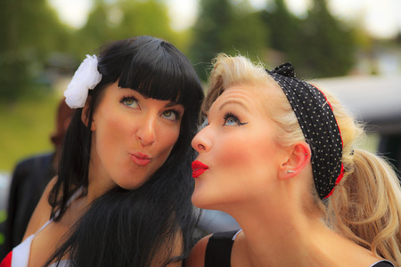  THORNCLIFF CALGARY CANADA, SEPT 13 2014: The annual Show and Shine with Pin Up Girls  \"Cars before 1964\"  was a great success. Not just great vehicles, models but also  live music brig the 60\' back..のeditorial素材