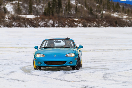 CALGARY CANADA - JANUARY 18, 2015: The Canadian CSCC Ice Racing on Ghost Lake annual race,のeditorial素材