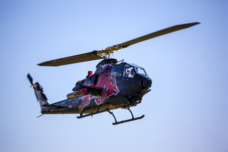 BUDAPEST HUNGARY - MAY 3:An Apache AH-64 demonstrate different flying techniques, for civilian as well as some air force personnel on May 1 2014 Hungary.のeditorial素材