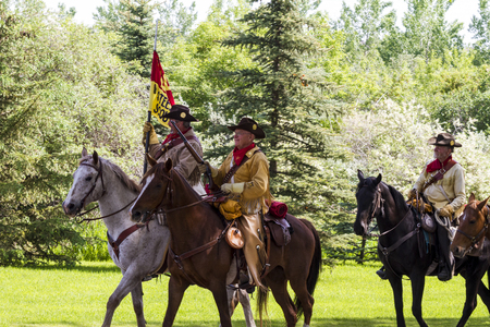 CALGARY CANADA - JUN 7 2015: The Same Steele s Scouts  parades on Spruce Meadows Show Jumping at the 40th anniversary. Sam Steels was one of the best  pioneer scouts in his time.のeditorial素材