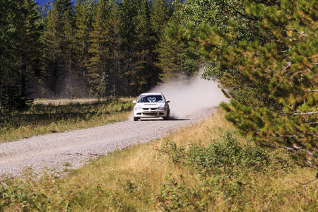 ROCKY MOUNTAIN AUG. 23.  2015. CANADA: The  CSCC  Rally Test Day Some of the best drivers from Canada are competing in the Rocky Mountain. The race held in different province of Canada's best dirt roads for motor-sport.のeditorial素材