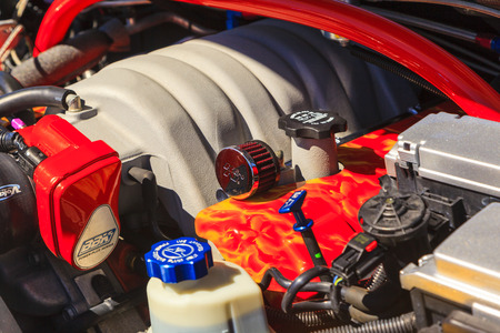 CALGARY CANADA  AUG 9 2015: "Hot Import Nights" car show  , the show is a regular event held each year in Calgary and Vancouver, where specialized imported vehicles on display by the owns.のeditorial素材