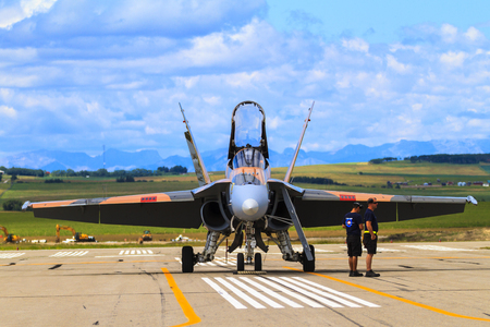 SPRINGBANK CANADA 20 JUL 2015:F-18 International Air Show and Open House for Canadian, USA and British current and historical military and civilian aircrafts. There were also numerous flights as well.のeditorial素材