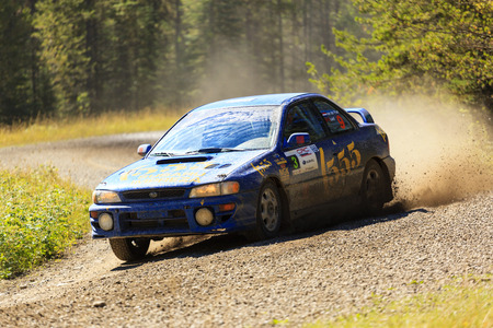 ROCKY MOUNTAIN - CANADA. 23.08.2015:Test Day Some of the best drivers from Canada are competing in the Rocky Mountain. The test held in different province of Canada's best dirt roads for motor-sport.のeditorial素材