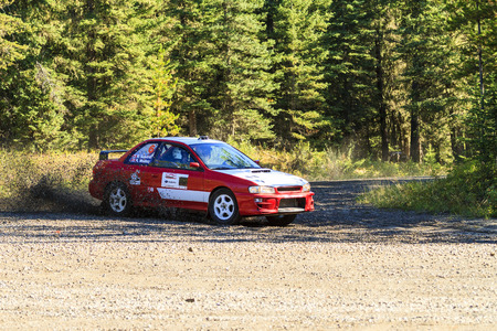 ROCKY MOUNTAIN - CANADA. 23.08.2015:Test Day Some of the best drivers from Canada are competing in the Rocky Mountain. The test held in different province of Canada's best dirt roads for motor-sport.のeditorial素材