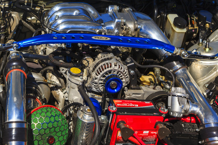 CALGARY CANADA AUG 9 2015: "Hot Import Nights" car show , the show is a regular event held each year in Calgary and Vancouver, where specialized imported vehicles on display by the owners.のeditorial素材