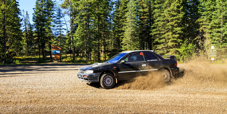 ROCKY MOUNTAIN - CANADA. 23.08.2015:Test Day Some of the best drivers from Canada are competing in the Rocky Mountain. The test held in different province of Canada's best dirt roads for motor-sport.のeditorial素材