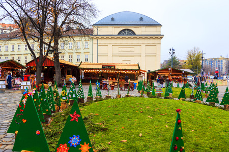 BUDAPEST, HUNGARY - DEC 19 2015: Tourists enjoy the Christmas market in the city center on in Budapest, Hungary. This traditional Christmas fair attracts 700,000 visitors each year.のeditorial素材