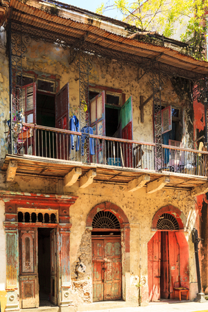 PANAMA CITY, PANAMA, 21 10 2015. Old buildings in the old part of Panama City, The city of Panama was founded on August 15, 1519 by Spanish conquistadorのeditorial素材