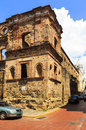 PANAMA CITY, PANAMA, 21 10 2015. Old buildings in the old part of Panama City, The city of Panama was founded on August 15, 1519 by Spanish conquistadorのeditorial素材