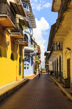 PANAMA CITY, PANAMA, 21 10 2015. Old buildings in the old part of Panama City, The city of Panama was founded on August 15, 1519 by Spanish conquistadorのeditorial素材
