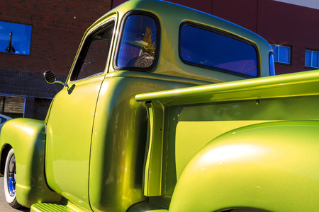 HIGH RIVER CANADA 9 27 2015 : Vintage Cars Show River Classic where participants lined up and show their restoration masterpieces. One of the biggest show in Canada with many USA participants.のeditorial素材