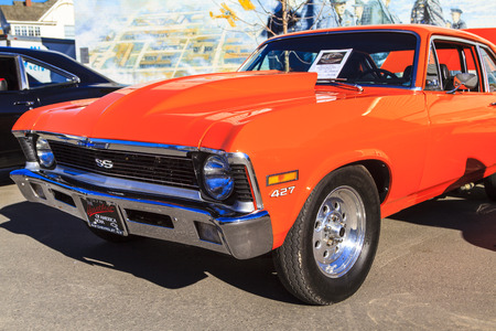 HIGH RIVER CANADA 9 27 2015 : Vintage Cars Show River Classic where participants lined up and show...