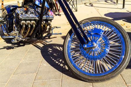 HIGH RIVER CANADA 9 27 2015 : Classic Bike Show River Classic where participants lined up and show their restoration masterpieces. One of the biggest show in Canada with many USA participants.のeditorial素材