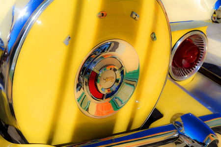 HIGH RIVER CANADA 9 27 2015 : Vintage Cars Show River Classic where participants lined up and show their restoration masterpieces. One of the biggest show in Canada with many USA participants.のeditorial素材