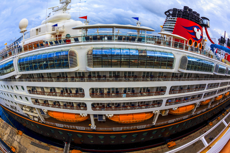 COZUMEL, MEXICO - JAN 26 2016: NCL Dawn & Disney Magic at Cozumel port. Over 6500 passengers visited that beautiful tropical island. The economy of Cozumel is based on tourism.のeditorial素材