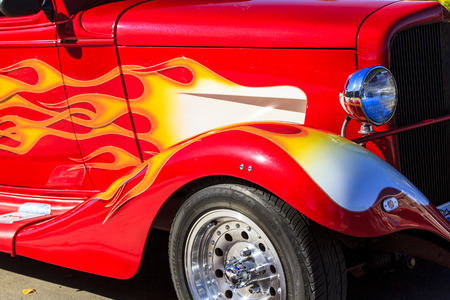 HIGH RIVER CANADA 9 27 2015 : Vintage Cars Show River Classic where participants lined up and show...
