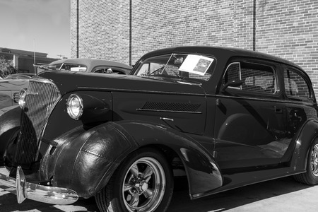 HIGH RIVER CANADA 9 27 2015 : Vintage Cars Show River Classic where participants lined up and show their restoration masterpieces. One of the biggest show in Canada with many USA participants.のeditorial素材