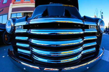 HIGH RIVER CANADA 9 27 2015 : Vintage Cars Show River Classic where participants lined up and show their restoration masterpieces. One of the biggest show in Canada with many USA participants.のeditorial素材