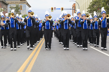 VICTORIA,BC,CANADA-MAY 23,2016: Marching Bands from Canada and USA in the Victoria Day parade along Douglas Street. This is Victoria's largest parade, attracting well over 100,000 people..のeditorial素材