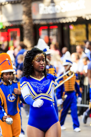 NEW ORLEANS USA FEB 1 2016: Mardi Gras parades through the streets of New Orleans. People celebrated crazily. Mardi Gras is the biggest celebration the city of New Orleans hosts every year.のeditorial素材
